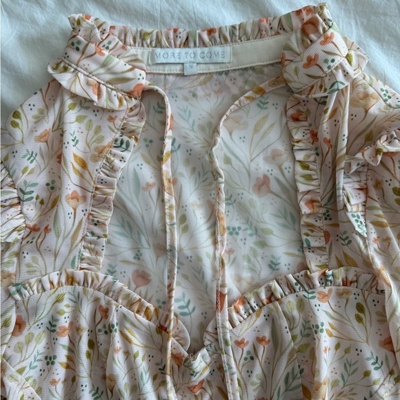 More to Come- Revolve Floral Mesh Longsleeve Tie Blouse - Picture 9 of 9